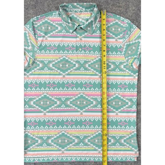 Chubbies Mens Polo Shirt Medium En Fuegos Performance Southwest Geometric Golf - Picture 12 of 12